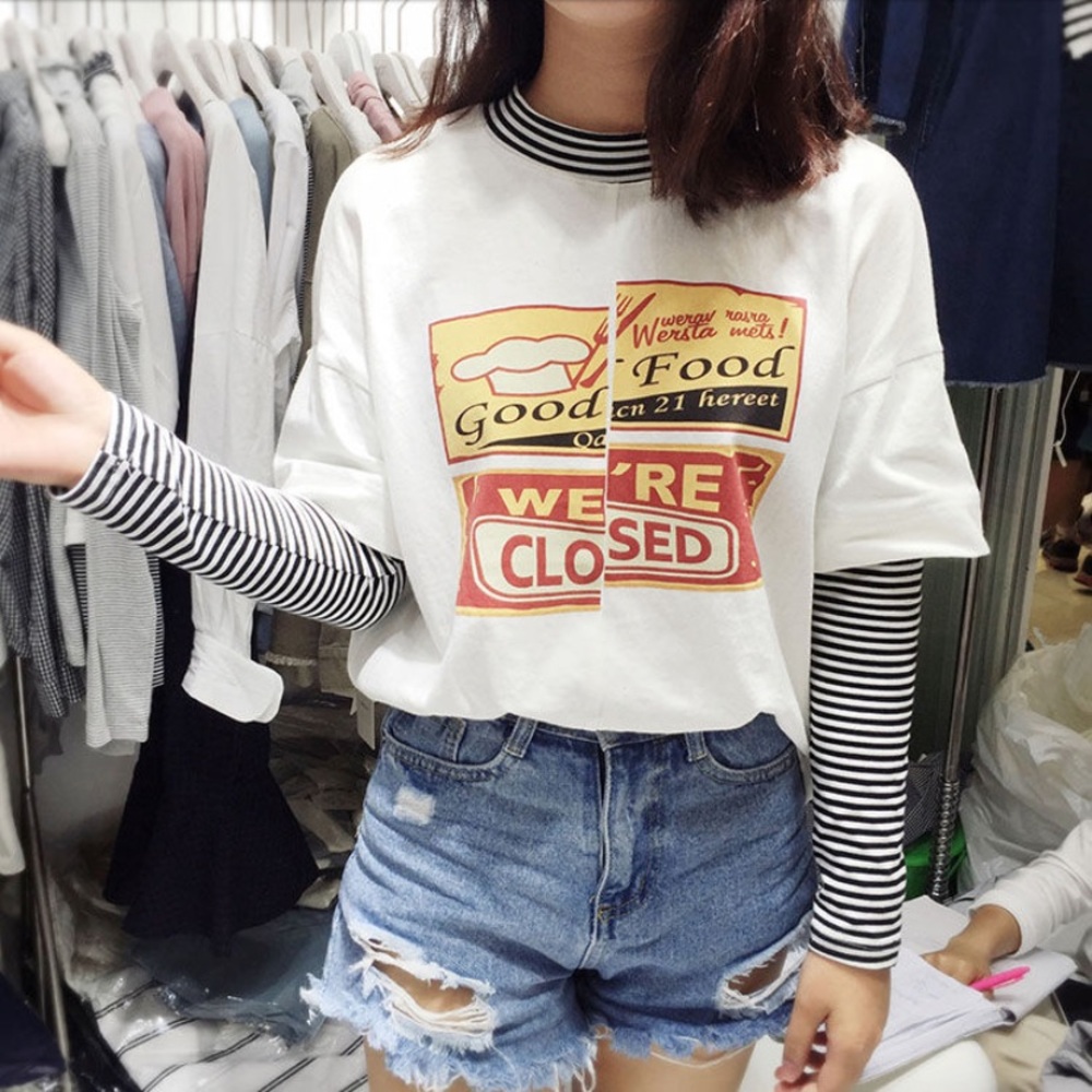 Yesstyle striped sleeve top